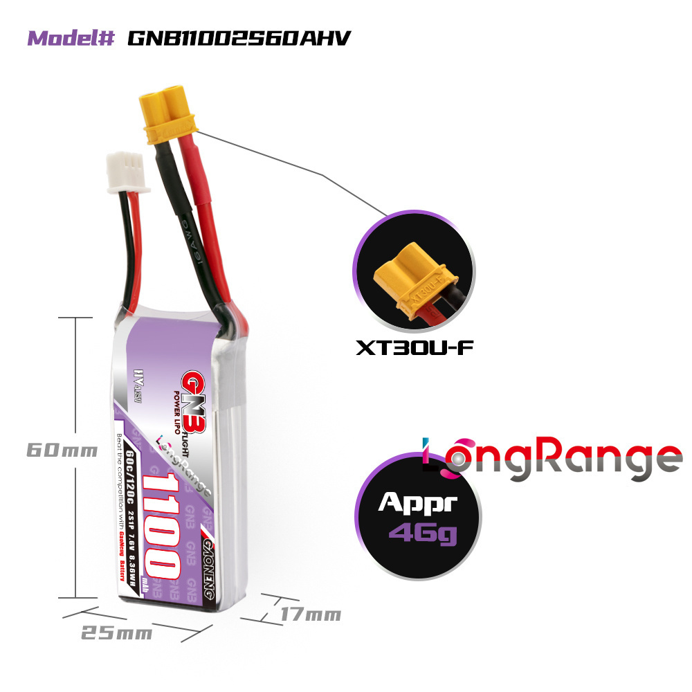GNB 1100mAh 2S 3S 4S 6S 60C/12 - Fpv Drone Battery recension och pris