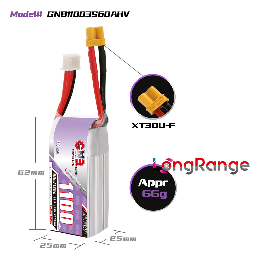 GNB 1100mAh 2S 3S 4S 6S 60C/12 - Fpv Drone Battery recension och pris