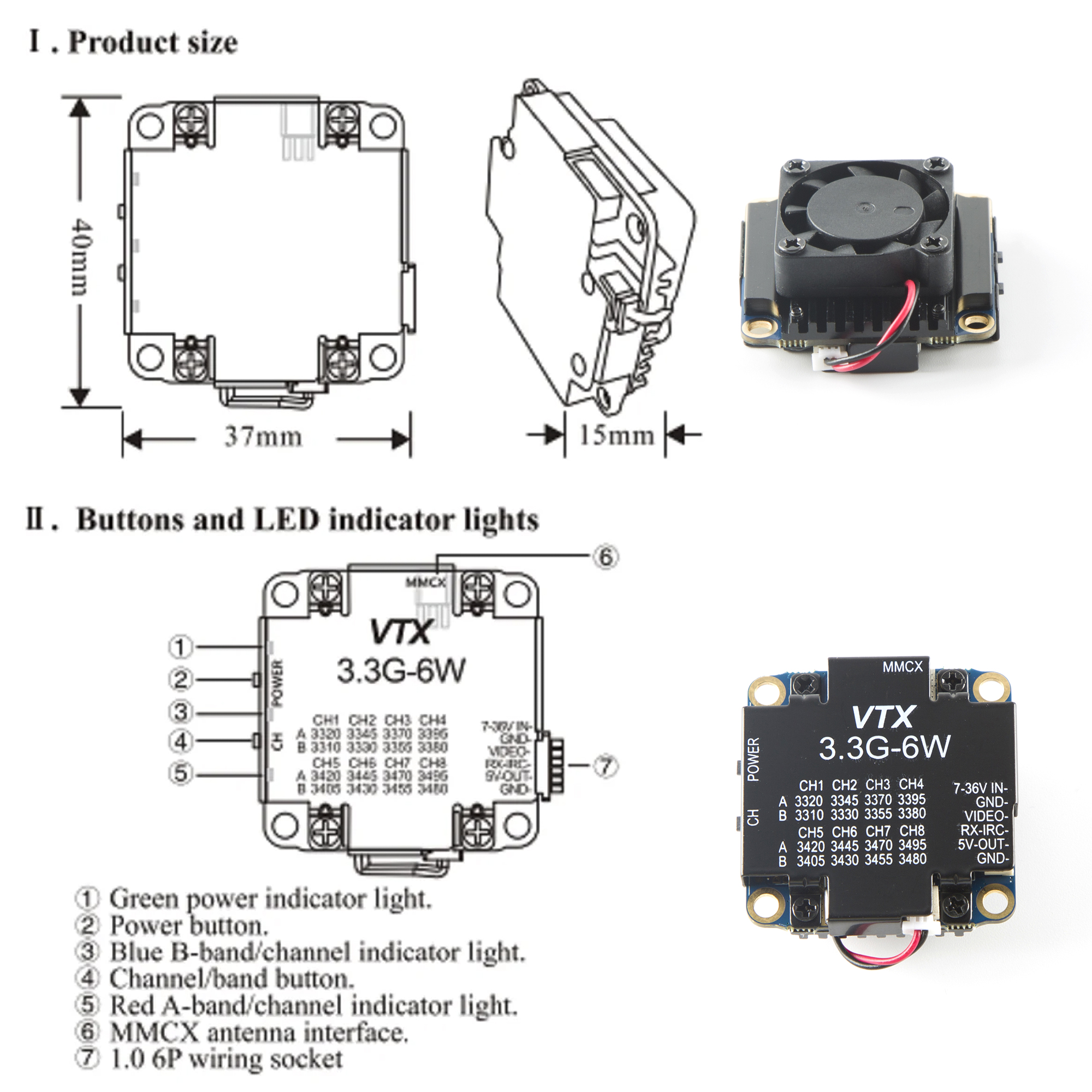 FPV Video Transmitter 3.3G 6W  - Fpv Drone Vtx recension och pris